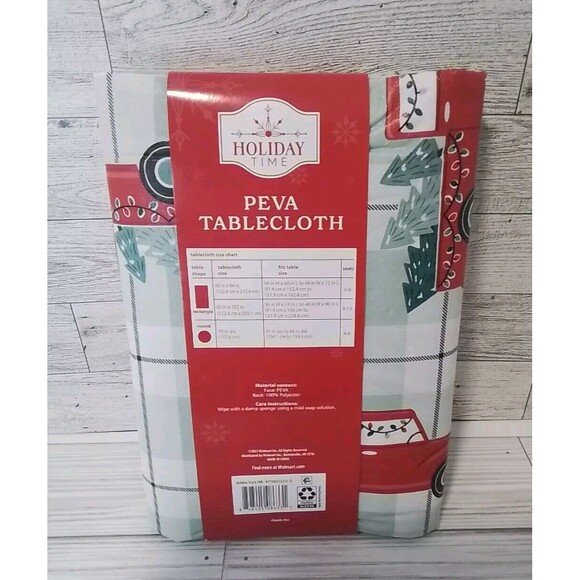 NEW Holiday Time Peva Christmas Tablecloth 70 Inch Round (Reusable) - Picture 3 of 3
